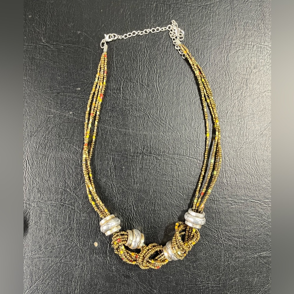 Gold & silver toned multi-strand necklace - Picture 2 of 4